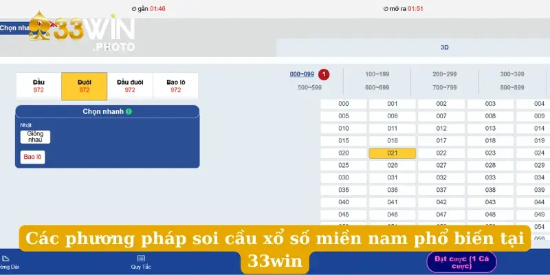 Các phương pháp soi cầu xổ số miền nam phổ biến tại 33win