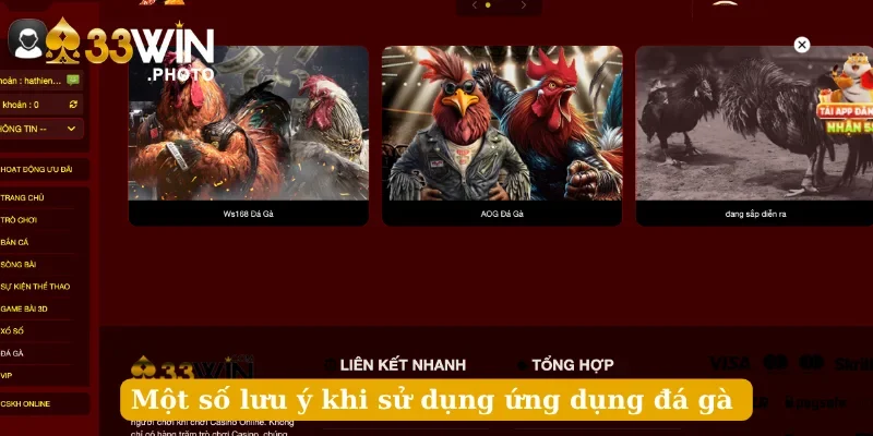 Một số lưu ý khi sử dụng ứng dụng đá gà 