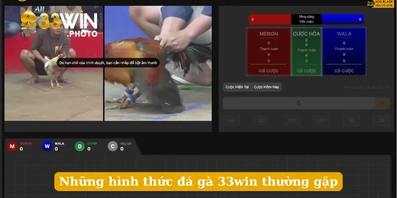 Những hình thức đá gà 33win thường gặp